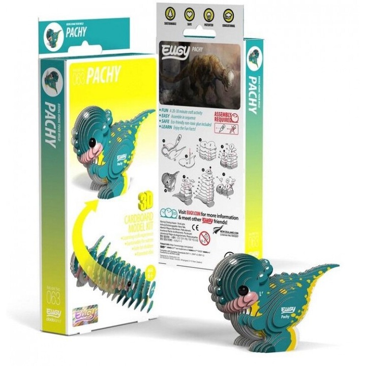 Puzzle 3D Eugy Pachycefalozaur, Eco-Friendly, 86x184mm, 6+ ani