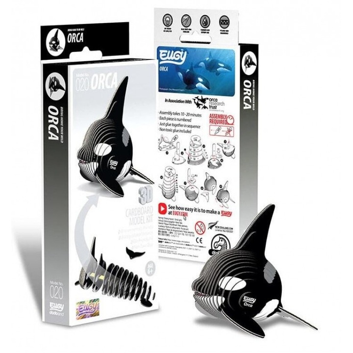 Пъзел 3D Orka, Eugy, екологичен, рециклиран картон, 88x186 mm