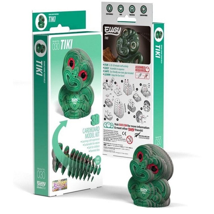 Puzzle 3D Eugy Tiki, Eco-Friendly, Carton Reciclat, 6+, 186x84mm