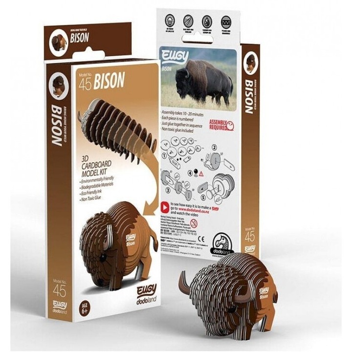Puzzle 3D Eugy, Bizon, Eco-Friendly, 187x89mm