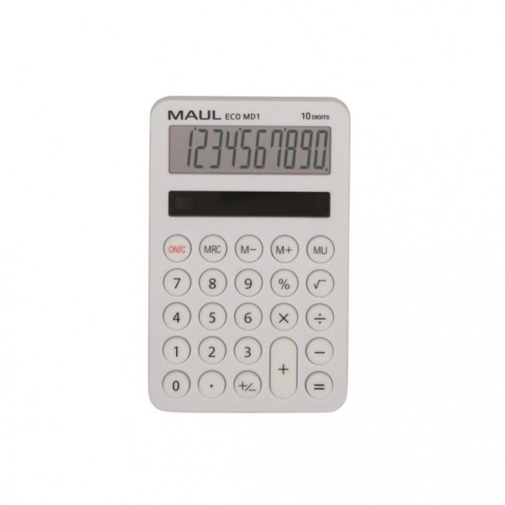 Настолен калкулатор MAUL ECO MD1, 10 цифри, соларен, 150x87mm, бял