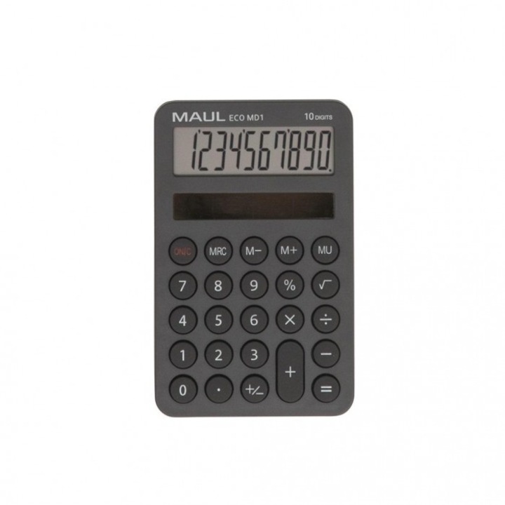 Настолен калкулатор MAUL ECO MD1, 10-разряден дисплей, соларен, сив, 151x85 mm