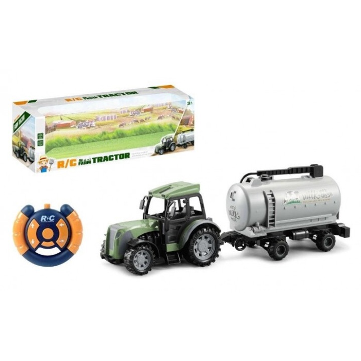 Трактор с дистанционно управление SWEDE с ремарке, за деца 3+, 524x126 мм