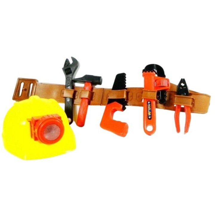 Set de scule pentru copii SWEDE, cu pas si casca, multicolor, 753x202 mm