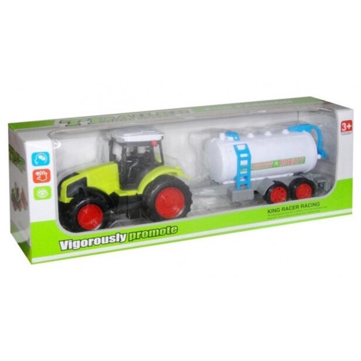 Tractor cu remorca SWEDE, plastic, pentru copii 3+, 42x11cm