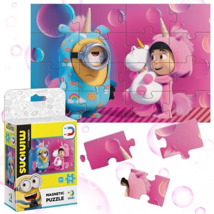 Puzzle magnetic Minionki Dodo, 16 piese, 3+, 113x178mm