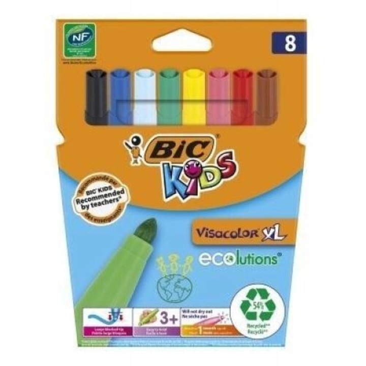 BIC Kids Visacolor XL marker készlet, 8 szín, 146x185 mm