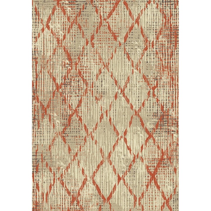 Covor, 120x180cm, Bumbac/Poliester, Bej/Terracotta