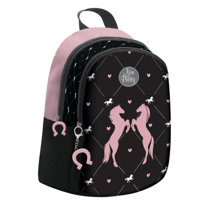 Раница Beniamin Nice&pretty, за деца, черна с розов, 30x24x14cm