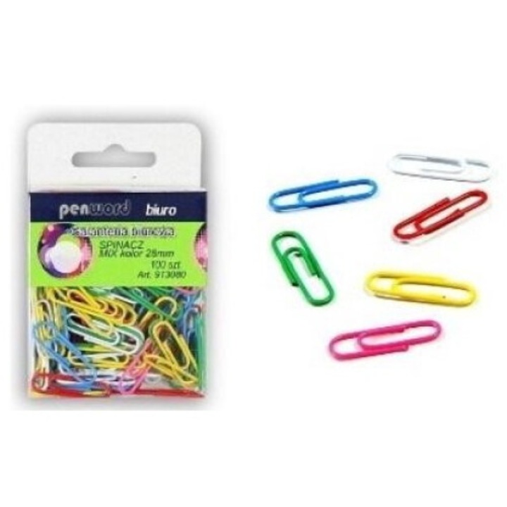 Set de 100 agrafe de birou, Penword, 28mm, 66x96mm, Multicolor