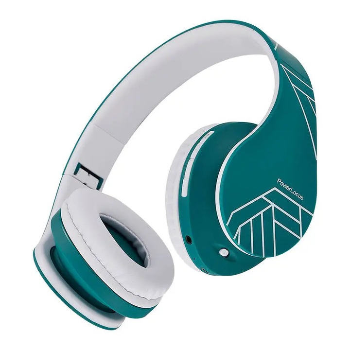Casti Wireless PowerLocus P2, Bluetooth 5.3, microfon, albastru cu alb, 168g