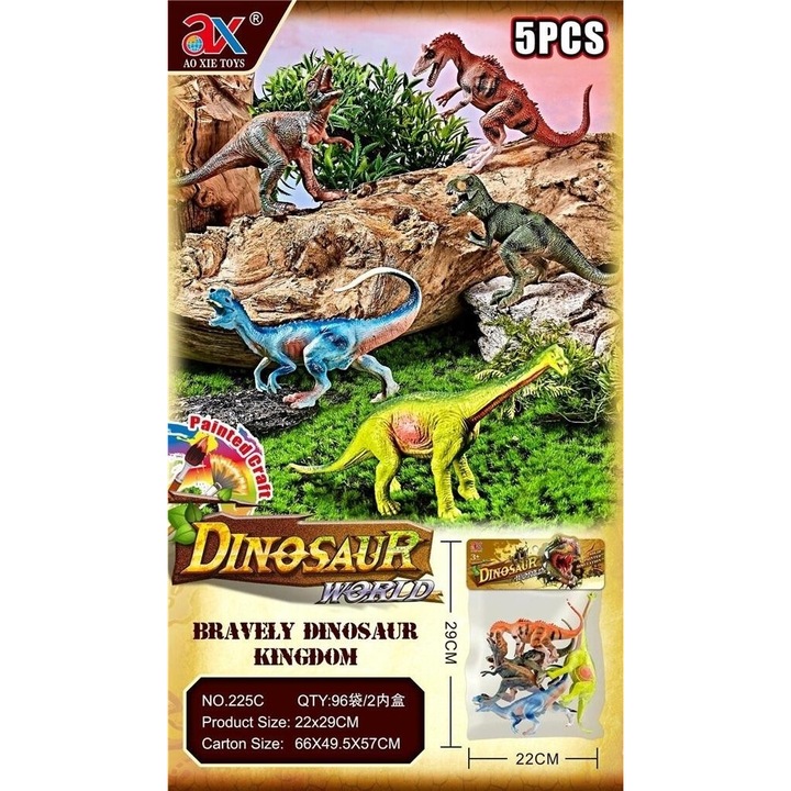 Dinoszaurusz figura készlet, Ciuciubabka, 5 db, 304x220mm