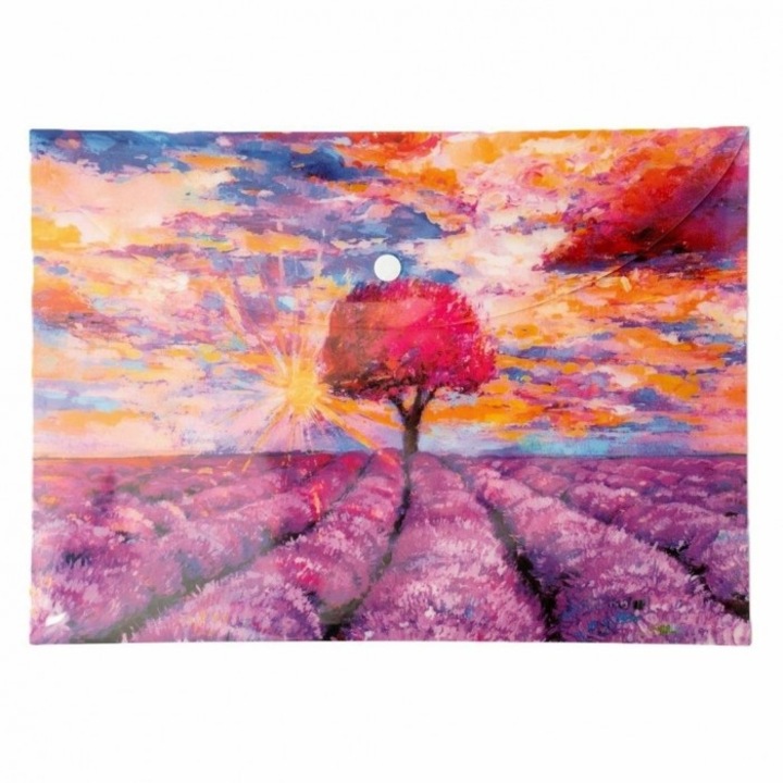 Teczka kopertowa A5 Narcissus, polipropilen, zatrzask, lavanda, 242x180mm