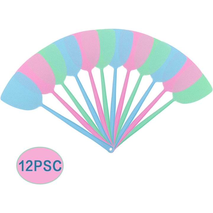 Set plici pentru muste din plastic ecologic, Enforose, set 12 bucati, multicolor, flexibil, durabil