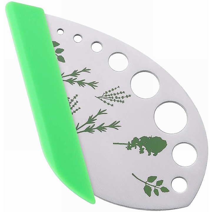 Резачка за билки, 9 отвора за зеле и риган, неръждаема стомана 430, удобно рязане и нарязване на листа, капак за безопасно съхранение, 12,3 x 7 см