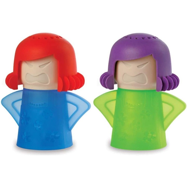 Комплект от 2 почистващи препарата за микровълнова фурна Angry Mom, бързо почистване с пара