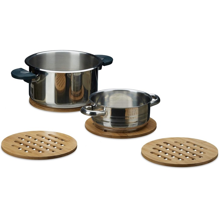 Kerek bambusz alátétkészlet, 4 darab, 20 cm, natúr