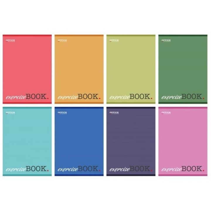 Set 8 Caiete A5, Office, 60 file liniate, coperta laminata, margine rosie, 216x156 mm