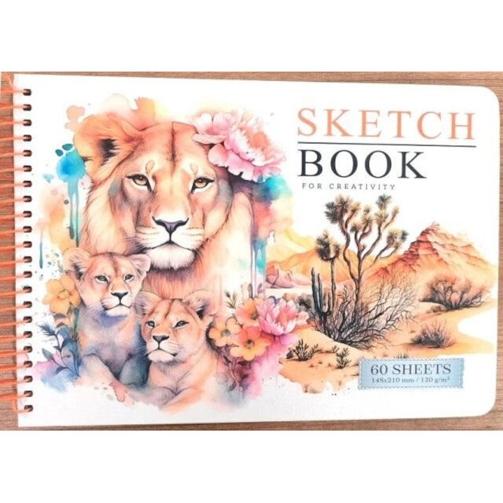 Friss rajzblokk, A5, 60 lap, oroszlános borító, 220x161 mm