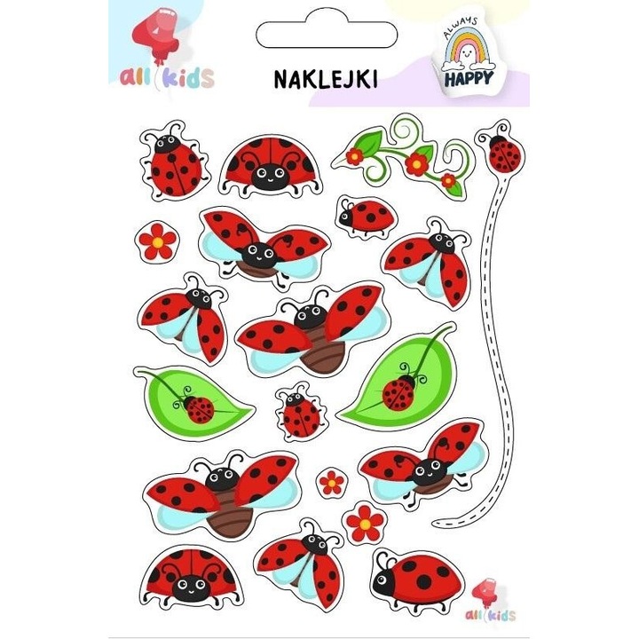 Set de stickere decorative cu buburuze, All4Kids, 150x102mm, multicolor, 3+ ani