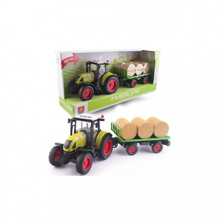 Tractor cu remorca si baloti de fan, Lena, lumini si sunete, 3+ ani, 38x12x10cm