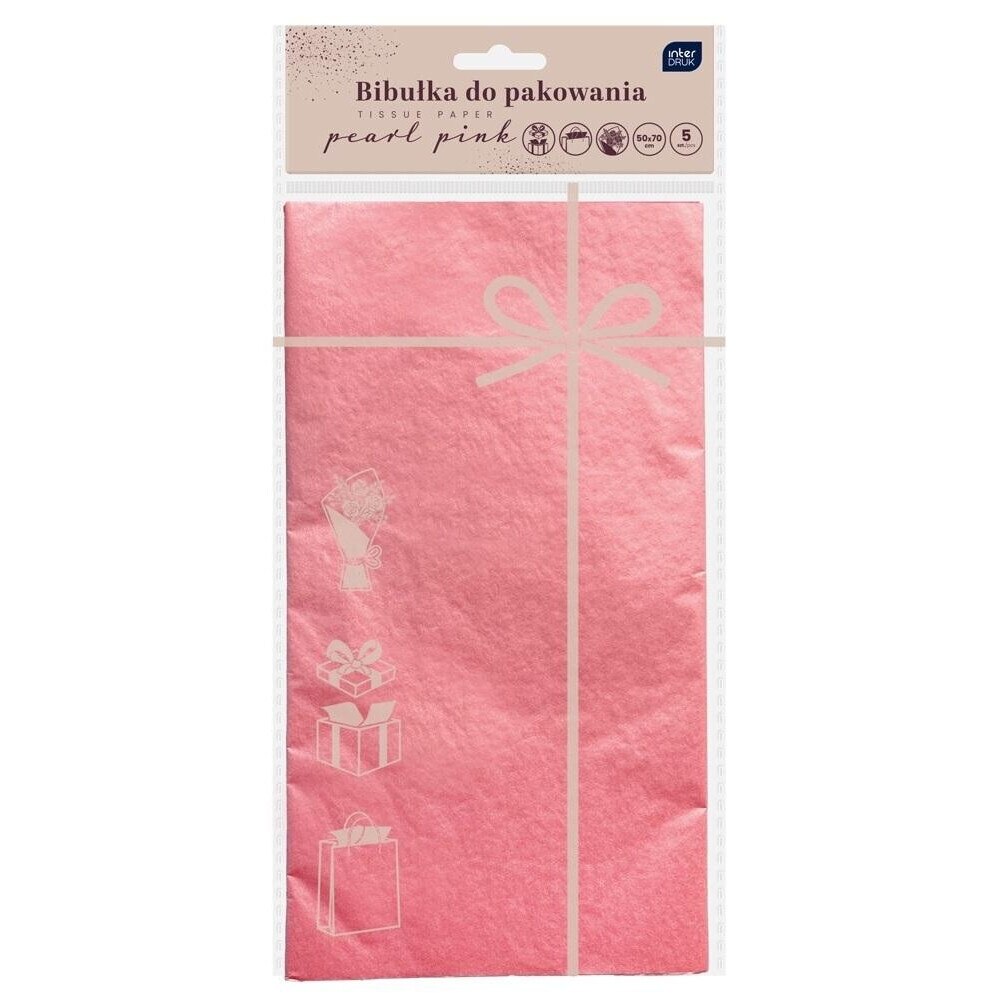 Papier de ambalat cadouri, Interdruk, perlat roz, set 5 foi, 50x70cm ...