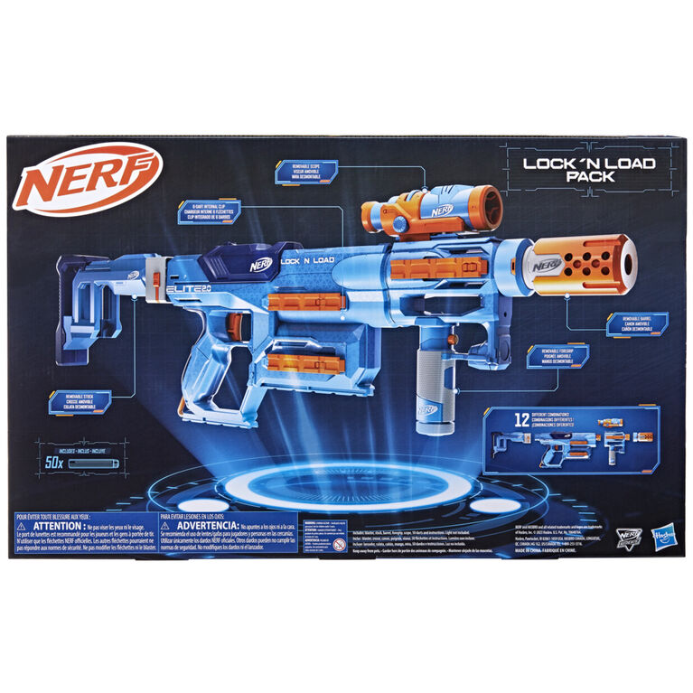 nerfセット Pistol Nerf Elite 2.0 Lock N Load Pack, Hasbro, 50 sageti, 12