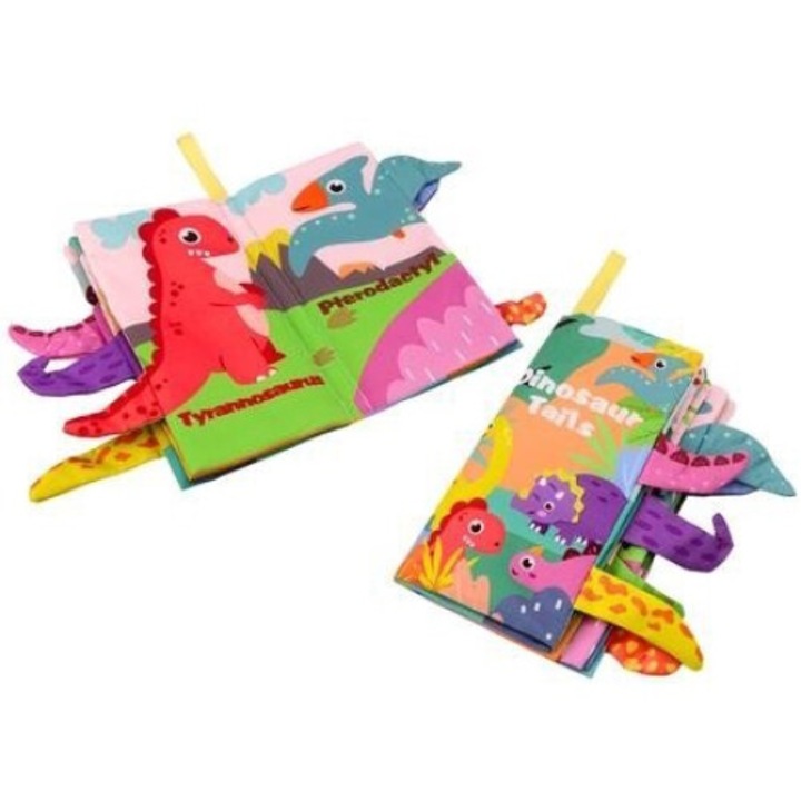 Carte interactiva pentru bebelusi, LEANToys, Dinozauri, Szeleszczaca, multicolor, 30x21cm