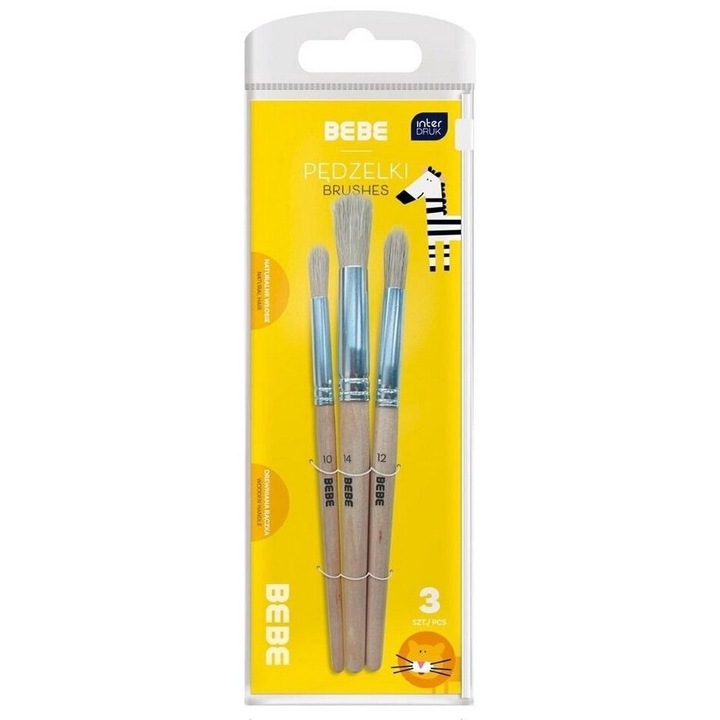 Set de 3 pensule groase, Interdruk BB Kids, lemn, 255x88mm