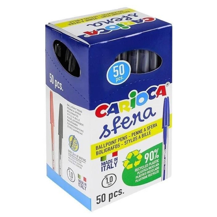 Set 50 pixuri Carioca Sfera, corp transparent, negru