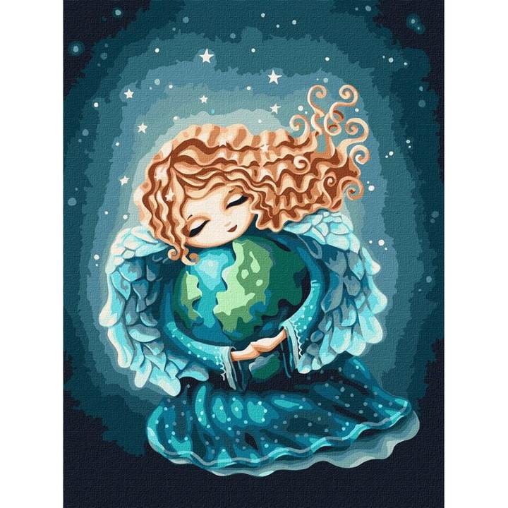 Set de Pictura pe Numere Ideyka, Ingerul pamantului, 30x40cm