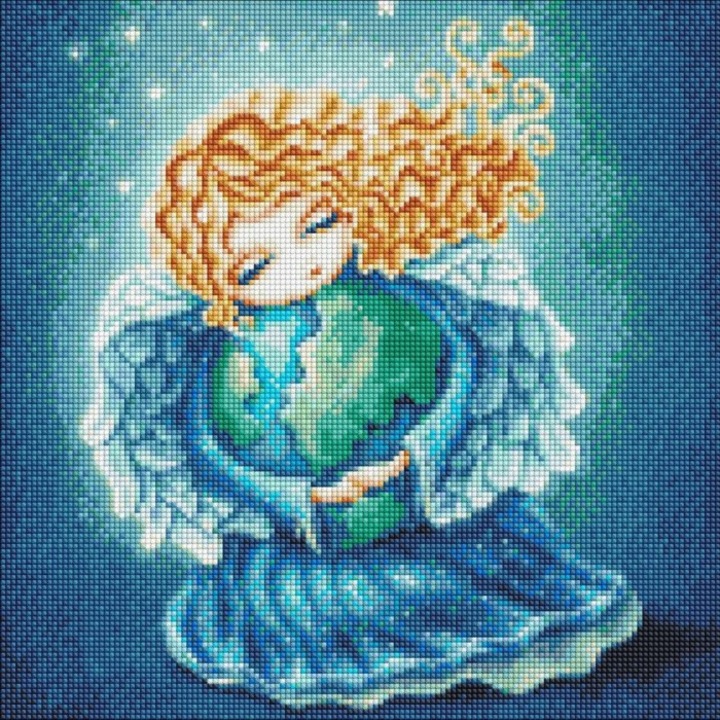 Set mozaic de broderie cu diamante Ideyka, Earth Angel, 40x40cm
