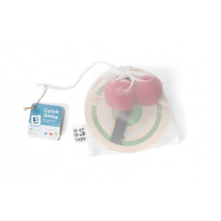 Set palete cu velcro si minge, BS Toys, lemn, 21x20x6,5cm, 4+ ani