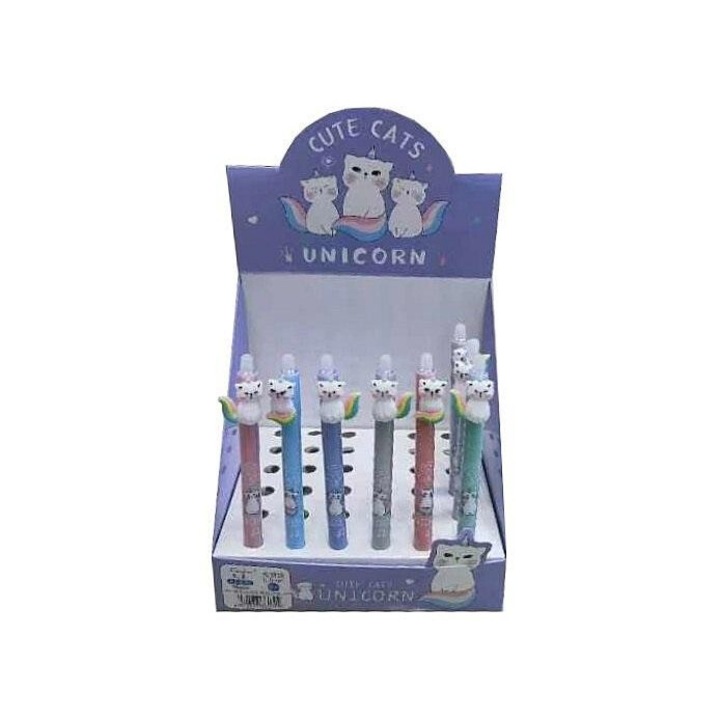 Set pixuri cu radiera Adar, model pisicuta, multicolor, 36 buc