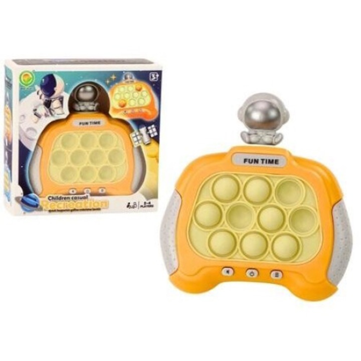 LEANToys Pop-It interaktív játék, fények és hangok, sárga, 13x12x5,5 cm
