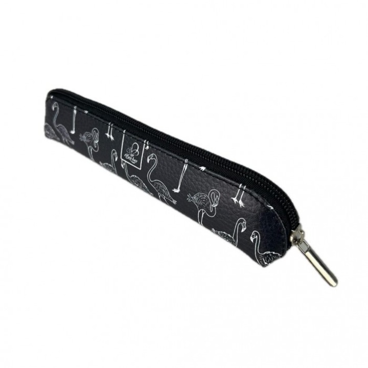 Мини несесер Flamingi B&W Bee-bee, еко кожа, 19x4x3.5см