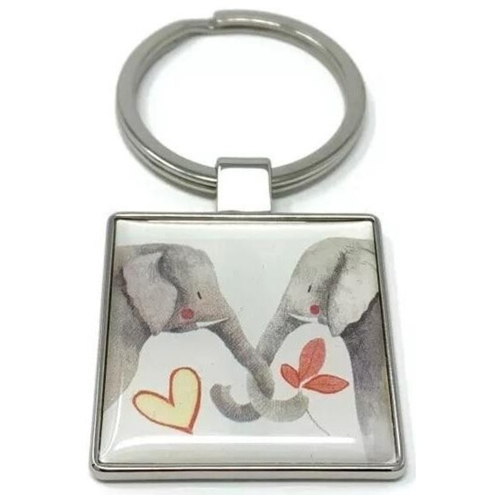 Ключодържател Alex Clark K31 Влюбени слонове, метал, 92х65мм