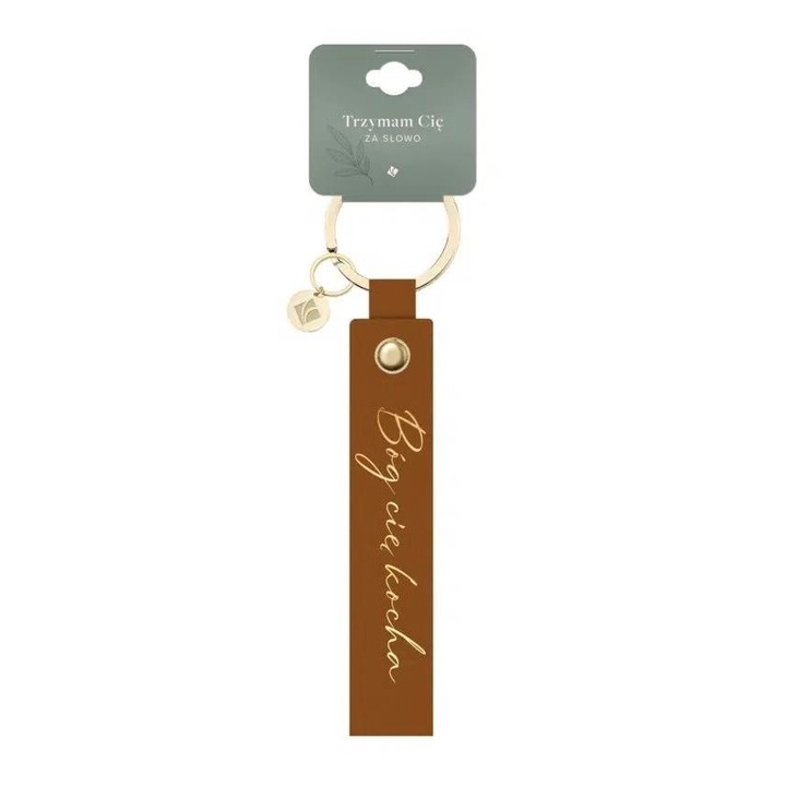 Breloc eco-piele Szaron, maro, 8.5x1.2cm