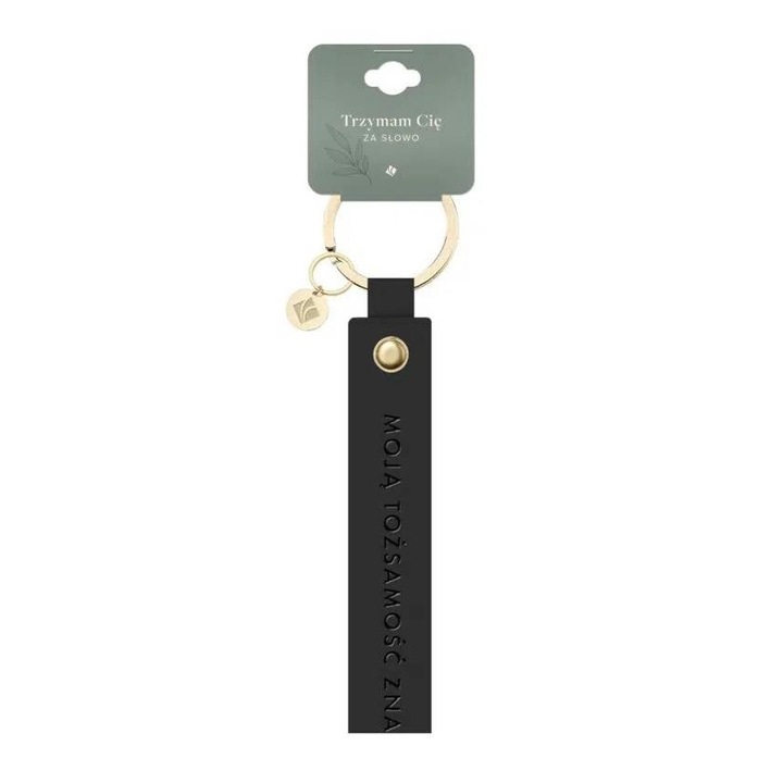 Breloc eco-piele Szaron, negru, 8.5x1.2cm