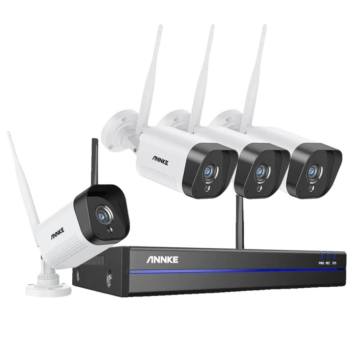 WiFi videó megfigyelő rendszer, 3 MP kamerák, 5 MP felvételi felbontás, 4 kamera, 1T