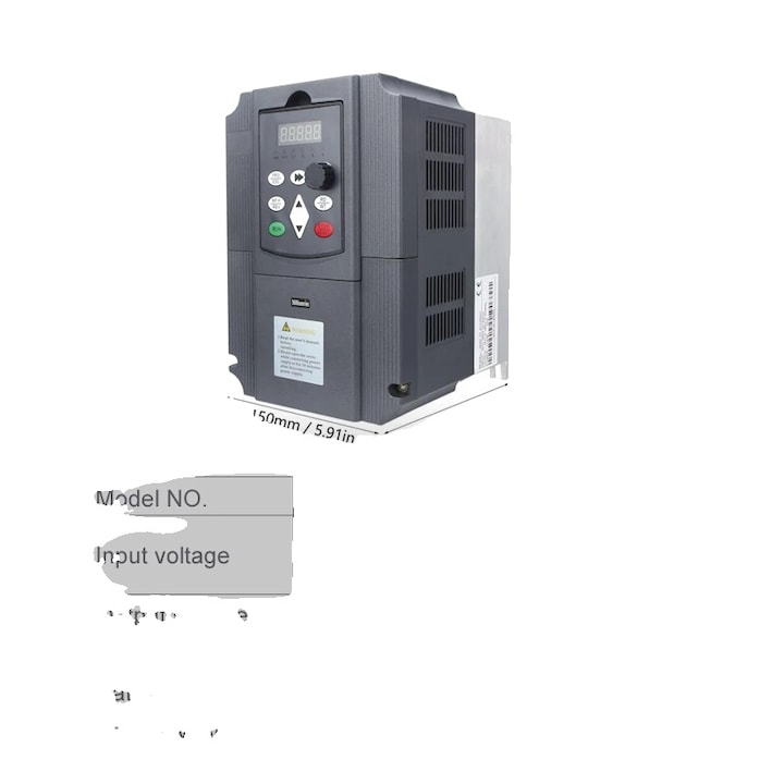 Invertor 220V la 380V, control frecventa ajustabil, cu cuplu de pornire ridicat, 1.5KW, 155x82x145mm