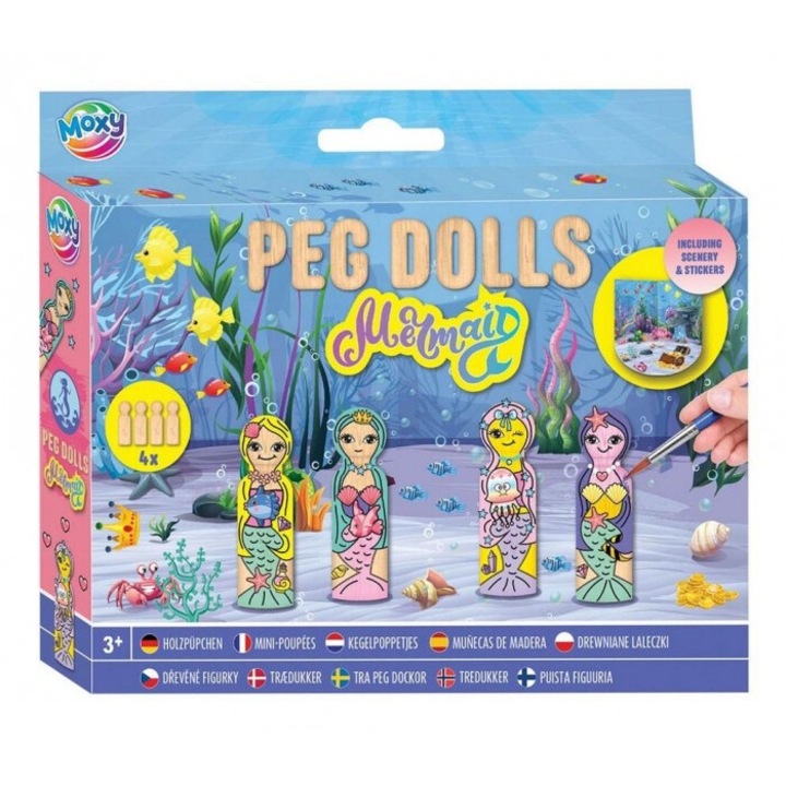 Комплект за рисуване на дърво, Grafix, 4 кукли, 6 цвята, 177x152 мм