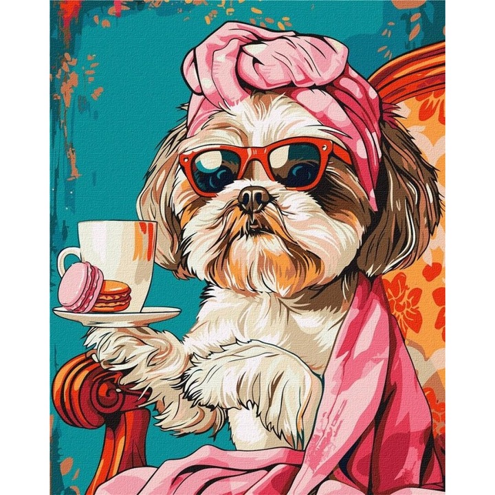 Set de Pictura dupa Numere, Ideyka, Figlarny Shih Tzu, 40x50cm