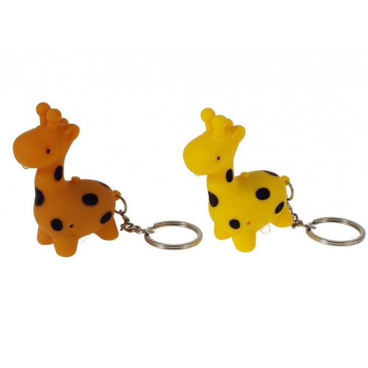 Set brelocuri girafa cu lumina si sunet, OneDollar, 57x94mm, 3+ ani