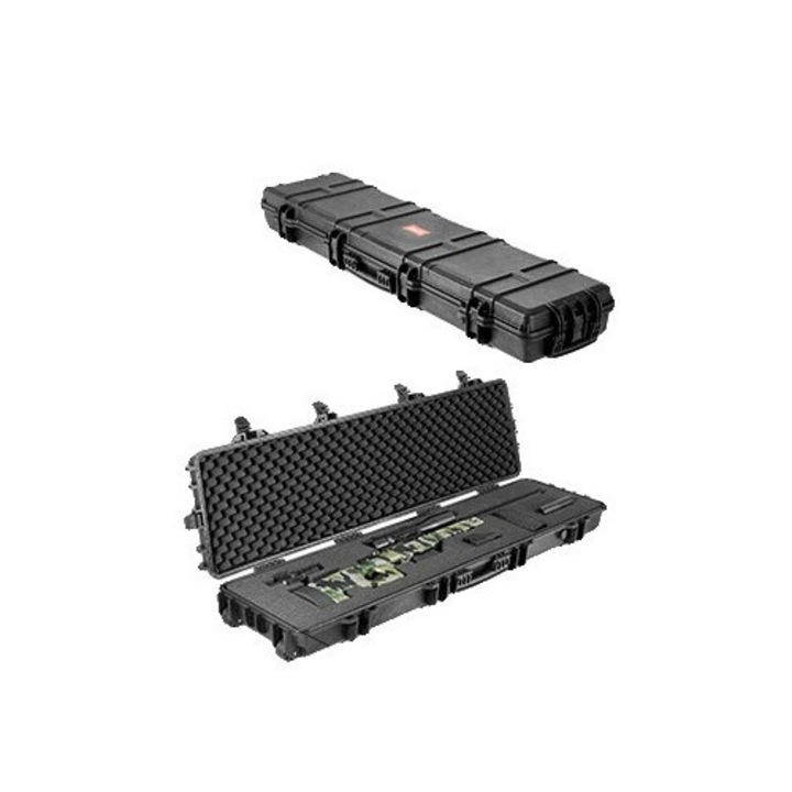 Carcasa rigida pentru arme, Vevor, rezistenta la apa IP67, securizata, capacitate 2 pusti, polipropilena, negru