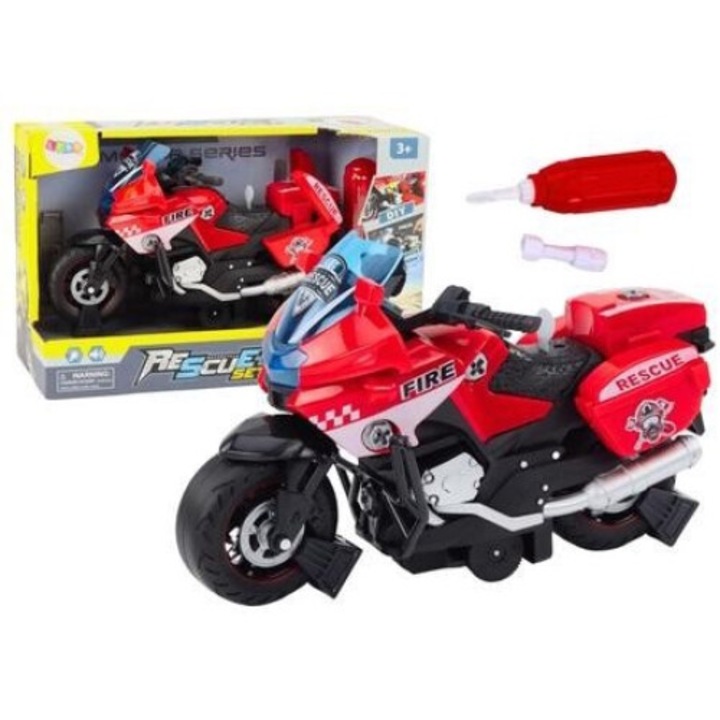 Играчка LEANToys Мотоциклет, Направи си сам, Светлинни и звукови ефекти, Червена, 21,5x13,5x11 см