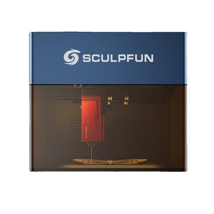 iCube 10 W-os lézergravírozó, gravírozási sebesség 10000 mm/perc, füstszűrővel, sokoldalú csatlakozókkal, 262x300x226 mm