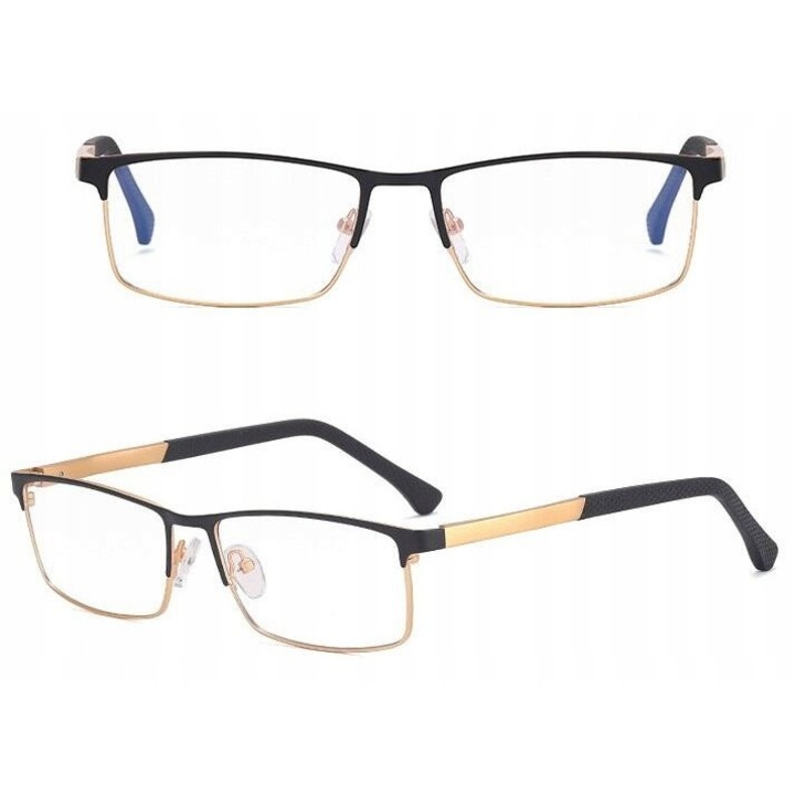 Ochelari de vedere, Stylion, Aluminiu, Filtru blue light, Antireflex, 54 x 17 x 145 mm, Negru / Auriu