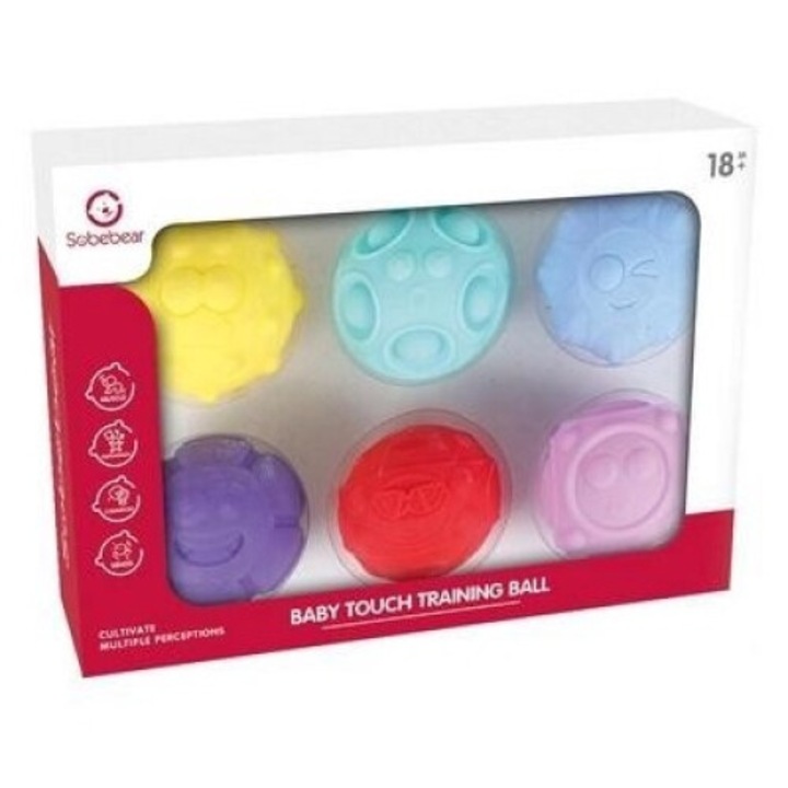 Set 6 bile senzoriale Sobebear, 18 luni+, 250x182 mm