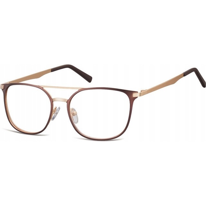 Ochelari protectie calculator, Sunoptic 974B, metal, set 3 piese, maro/auriu, 52x17x140mm
